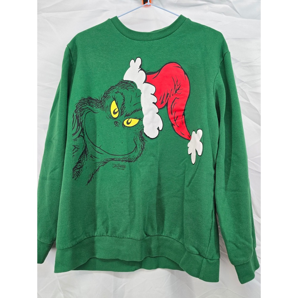 The Grinch Christmas Green Crewneck Sweatshirt Dr Seuss Holiday Fun Size M